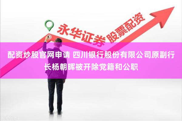 配资炒股官网申请 四川银行股份有限公司原副行长杨朝晖被开除党籍和公职